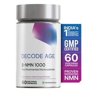Decode Age NMN Supplement / 99.9% Pure Beta NMN / NAD+ Booster for Energy, Metabolism, Cellular Repair & Skin Health / 1000mg, 60 Capsules, Veg