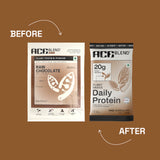 Ace Blend Daily 20G Plant Protein, No Added Sugar - Raw Chocolate / Green Lemonade flavours (5 Servings)