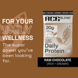 Ace Blend Daily 20G Plant Protein, No Added Sugar - Raw Chocolate / Green Lemonade flavours (5 Servings)