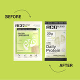Ace Blend Daily 20G Plant Protein, No Added Sugar - Raw Chocolate / Green Lemonade flavours (5 Servings)