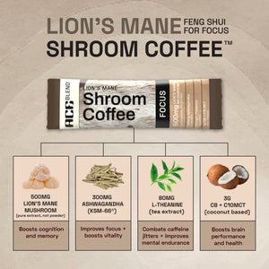 Ace Blend Lion's Mane Shroom Coffee, (5 Serves) - Focus & Memory, Instant Medium Roast Blend